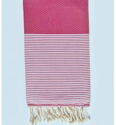 fouta nid d'abeille rose violacé