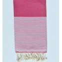 fouta nid d'abeille rose violacé