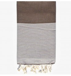 Fouta nid d'abeille marron...