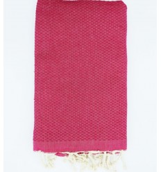 Fouta nid d'abeille unie couleur rose foncé
