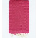 Fouta nid d'abeille unie couleur rose foncé