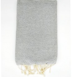 Fouta nid d'abeille unie couleur gris clair - FOUTA TUNISIA