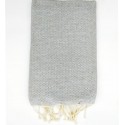Fouta nid d'abeille unie couleur gris clair - FOUTA TUNISIA