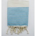 Serviettes de table blanc crème avec rayures bleu azur