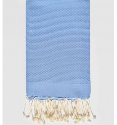 Fouta nid d'abeille unie bleu maya
