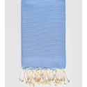 Fouta nid d'abeille unie bleu maya