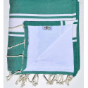 Fouta verte doublée éponge blanche
