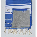 Fouta bleu doublée éponge gris