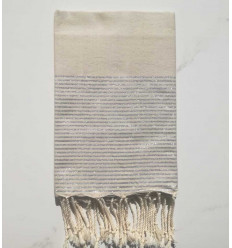 Fouta écru avec lurex argent