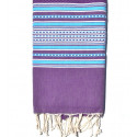Fouta arabesque mauve rayée bleu céleste
