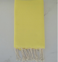 fouta nid d'abeille unie jaune clair- FOUTA TUNISIA