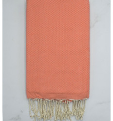 Fouta nid d'abeille corail