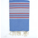 Fouta arabesque bleu roi rayée rouge