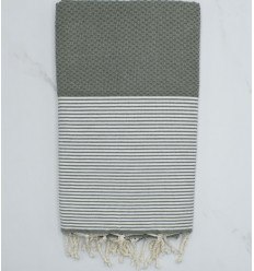 fouta nid d'abeille vert militaire- FOUTA TUNISIA