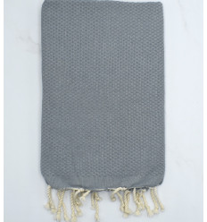 Fouta nid d'abeille unie gris bleu