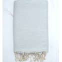 fouta nid d'abeille unie bleu fumée - FOUTA TUNISIA