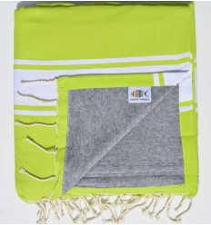 Fouta vert chartreuse doublée éponge gris