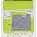 Fouta vert chartreuse doublée éponge gris