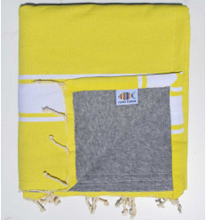 Fouta jaune chrome doublé éponge gris - FOUTA TUNISIA