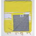 Fouta jaune chrome doublé éponge gris