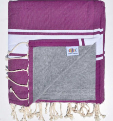 Fouta mauve doublée éponge gris