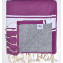 Fouta mauve doublée éponge gris