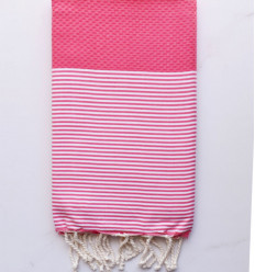 Fouta nid d'abeille rose vif