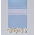 beach towel flat  sky blue with White strip