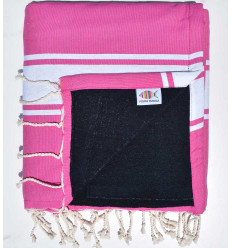 Fouta rose doublée éponge bleu nuit