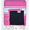 Fouta rose doublée éponge bleu nuit