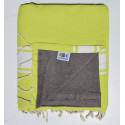 Fouta vert chartreuse doublée éponge taupe