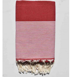 Fouta nid d'abeille rouge bourgogne
