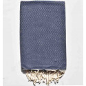 Fouta nid d'abeille unie bleu ardoise