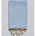 fouta nid d'abeille unie bleu dragée- FOUTA TUNISIA