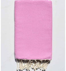 Fouta nid d'abeille unie rose moyen