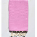 Fouta nid d'abeille unie rose moyen