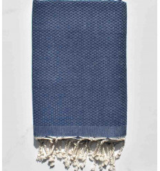 fouta nid d'abeille unie bleu gris- FOUTA TUNISIA