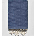fouta nid d'abeille unie bleu gris- FOUTA TUNISIA