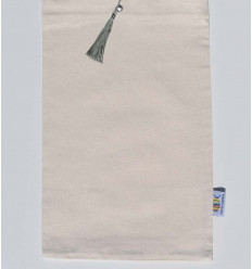 Pochette fouta beige clair nœud pompon vert
