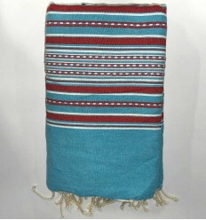 jéte arabesque  turquoise et rouge- FOUTA TUNISIA