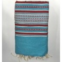 jéte arabesque  turquoise et rouge- FOUTA TUNISIA