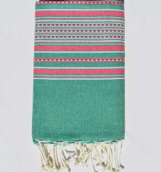 Fouta arabesque vert et rose