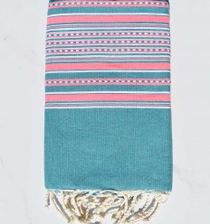 copy of Fouta arabesque couleur sarcelle avec rayures incarnadin