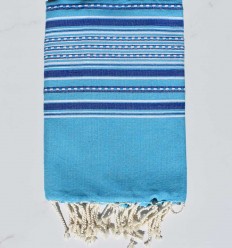 Fouta arabesque bleu et bleu céruléen