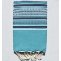Fouta arabesque bleu paon et bleu marine - FOUTA TUNISIA