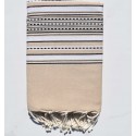 Fouta arabesque beige et blanc