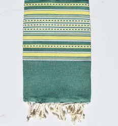 Fouta arabesque vert gazon et jaune