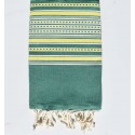 Fouta arabesque vert gazon et jaune