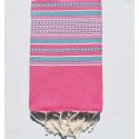 Fouta arabesque rose et bleu vert