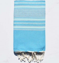 Fouta arabesque bleu céleste et bleu pastel